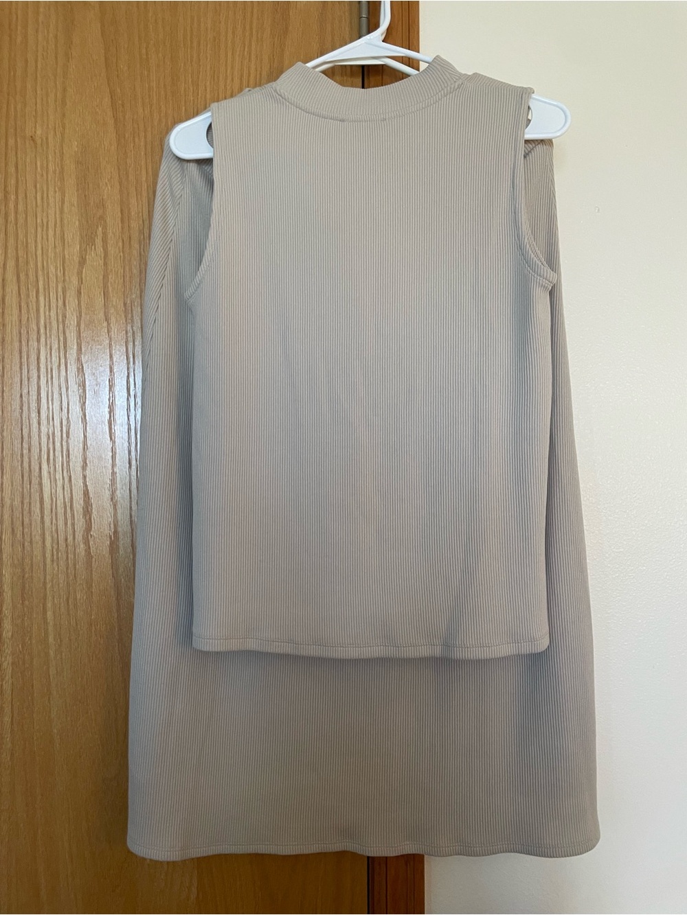 Eileen Fisher Ribbed Sleeveless Skirt Set in Light Taupe